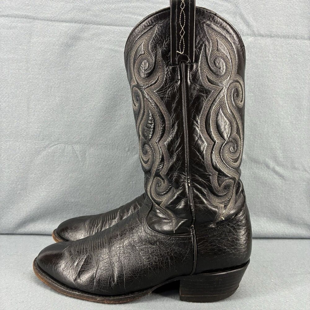 Vintage Tony Lama 8430 Cowboy Boots Men’s 10.5 D Black Leather Western USA